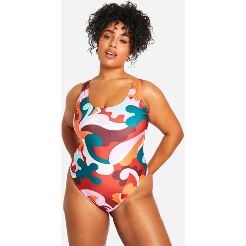 Grande Taille - Maillot De Bain À Imprimé Abstrait - 50 - boohoo - Modalova