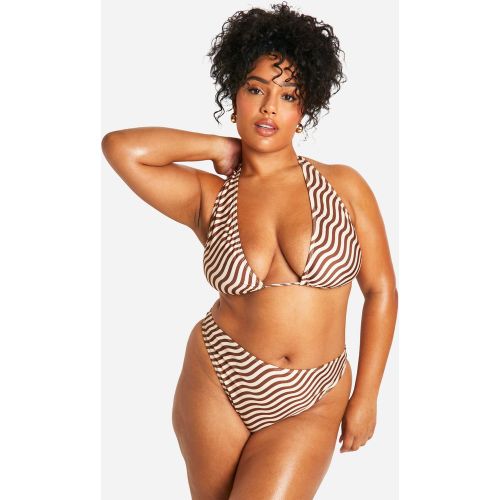 Grande Taille - Ensemble De Bikini Échancré À Imprimé Vagues - 44 - boohoo - Modalova