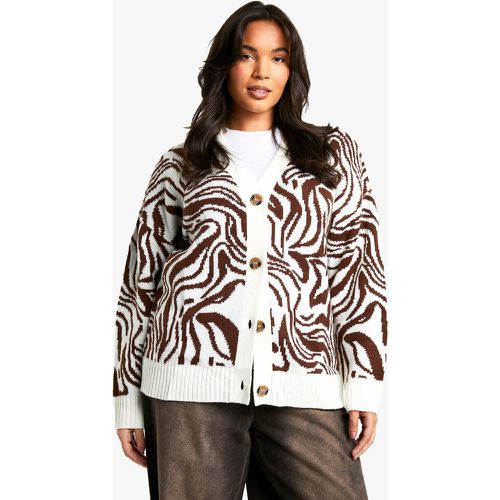 Grande Taille - Cardigan Oversize À Motif - 46 - boohoo - Modalova