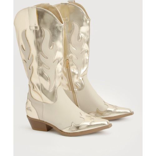 Santiags À Empiècement Mé"Tall"isé - 38 - boohoo - Modalova