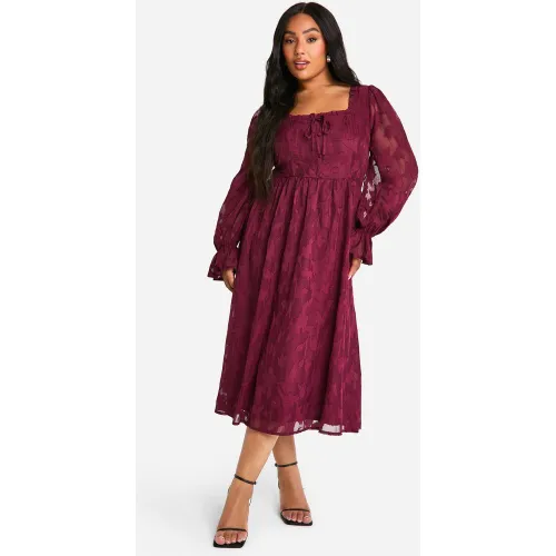 Grande Taille - Robe Patineuse Mi-Longue Fleurie - 44 - boohoo - Modalova