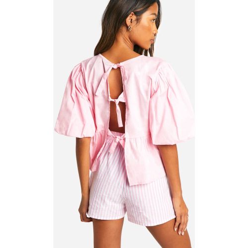 Top Volanté Noué À Manches Bouffantes - 34 - boohoo - Modalova