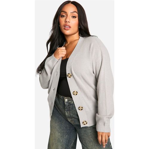 Grande Taille - Cardigan Oversize En Maille Côtelée Premium - 44 - boohoo - Modalova