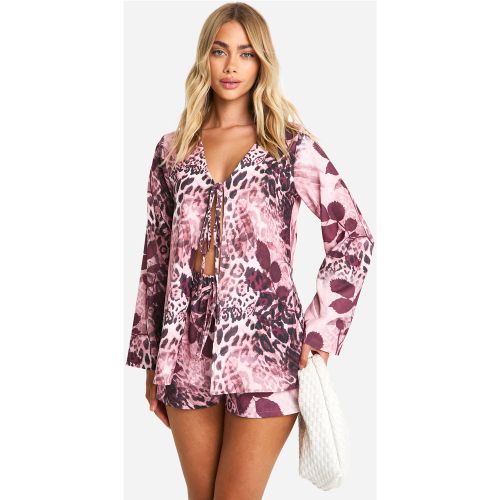 Ensemble Imprimé Avec Blouse Nouée Et Short Large - 36 - boohoo - Modalova