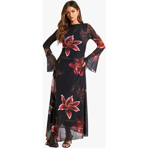Robe Mi-Longue Fleurie En Mesh - 34 - boohoo - Modalova