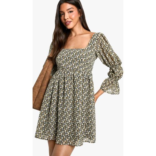 Robe Babydoll Fleurie À Manches Bouffantes - 36 - boohoo - Modalova