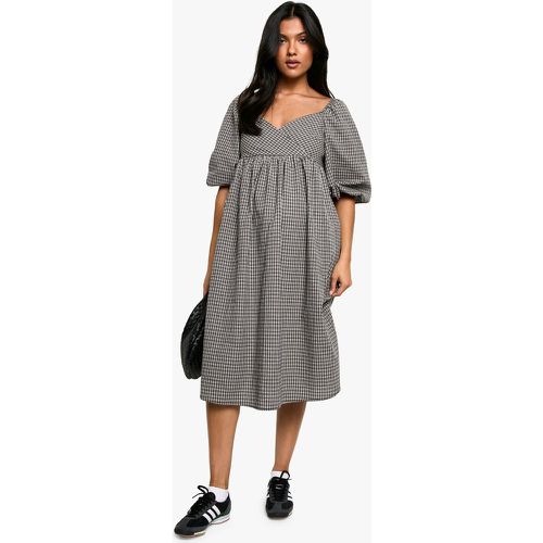 Maternité - Robe De Grossesse À Manches Bouffantes Et Carreaux - 40 - boohoo - Modalova