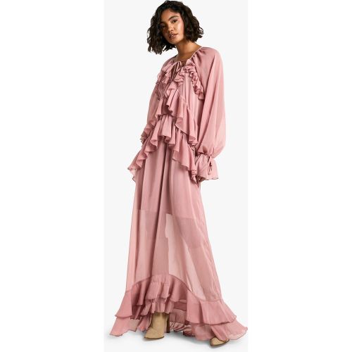 Tall" - Robe Longue Volantée En Mousseline De Soie - /Coquille D'Œuf - 34, /Coquille D'Œuf - boohoo - Modalova