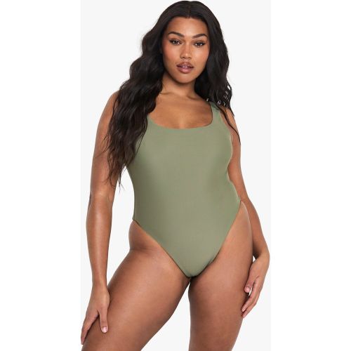 Grande Taille - Maillot De Bain Basique À Col Carré - 44 - boohoo - Modalova