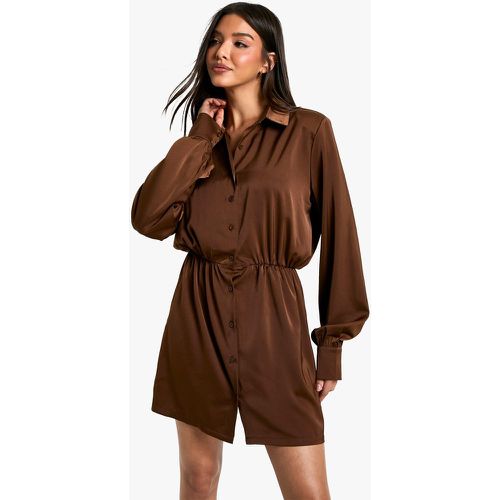 Robe Chemise Satinée À Épaulettes - 40 - boohoo - Modalova