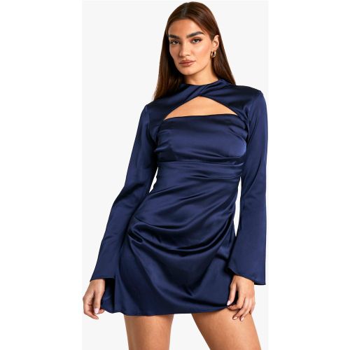 Robe Courte En Satin Effet Plissé - 36 - boohoo - Modalova