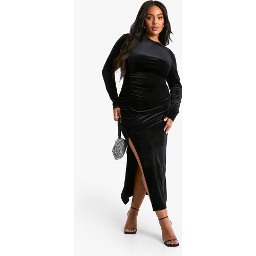 Grande Taille - Robe Mi-Longue Froncée En Velours - 56 - boohoo - Modalova
