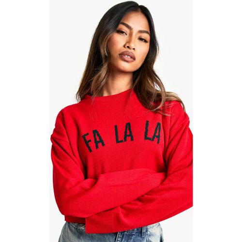 Pull De Noël Court À Slogan Fa La La - S - boohoo - Modalova