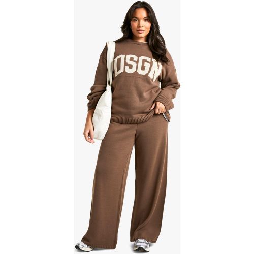 Grande Taille - Ensemble En Maille Avec Top À Col Ras Du Cou Et Pantalon Large - 56 - boohoo - Modalova