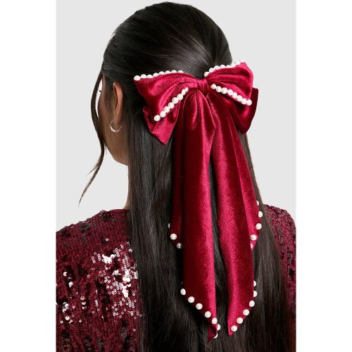 Pince À Cheveux Nœud En Velours - One Size - boohoo - Modalova
