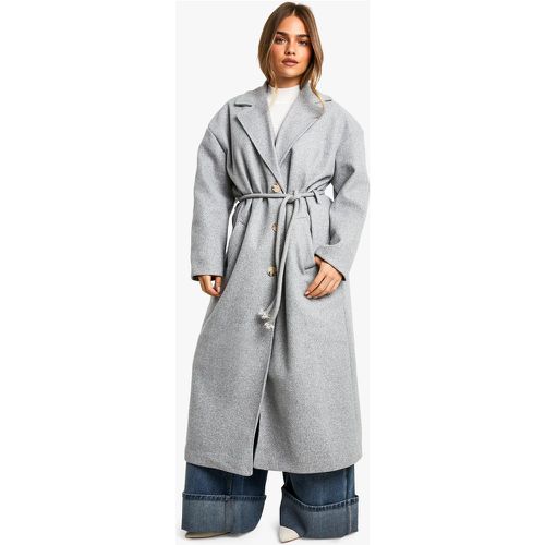 Petite" - Manteau Long Effet Laine À Ceinture - 36 - boohoo - Modalova