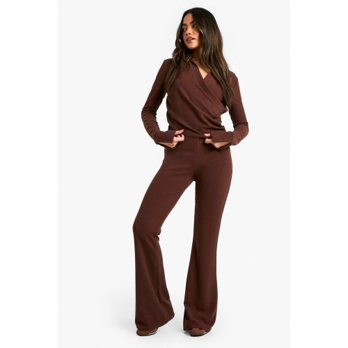 Ensemble Côtelé Avec Top Cache-Cœur Et Pantalon Flare - 34 - boohoo - Modalova