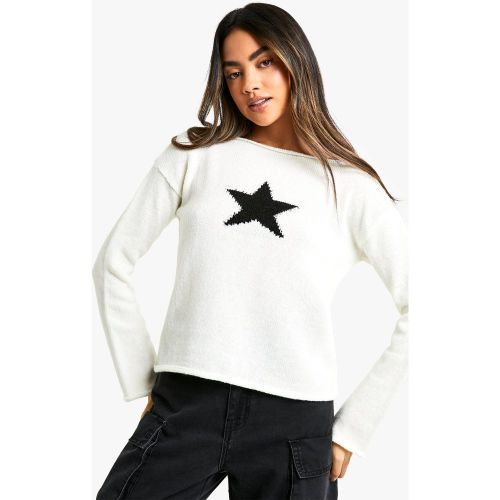 Pull Universitaire À Bords Bruts - Blanc Écru - S, Blanc Écru - boohoo - Modalova