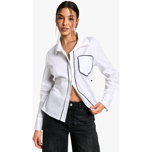 Chemise Nouée À Surpiqûres Contrastantes - 38 - boohoo - Modalova