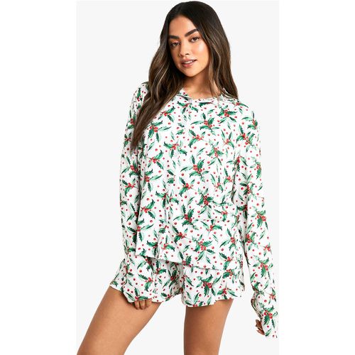 Pyjama De Noël À Manches Longues Et Short - 38 - boohoo - Modalova