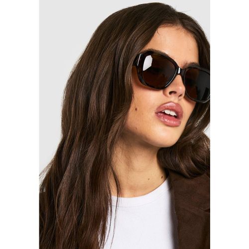 Lunettes De Soleil Rectangulaires À Imprimé Écaille De Tortue - One Size - boohoo - Modalova