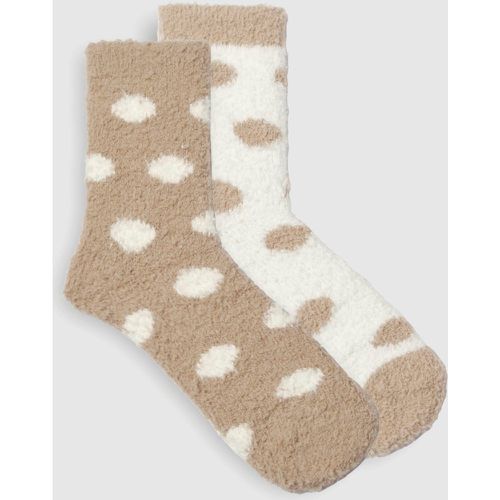 Lot De 2 Paires De Chaussettes En Peluche À Pois - One Size - boohoo - Modalova