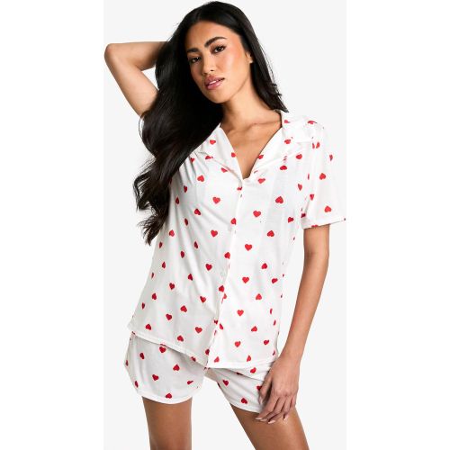 Ensemble À Imprimé Cœur Avec Chemise Et Short - 36 - boohoo - Modalova