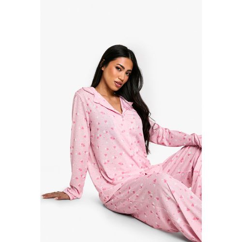 Ensemble De Pyjama À Imprimé Cœur Avec Chemise Et Pantalon - 36 - boohoo - Modalova