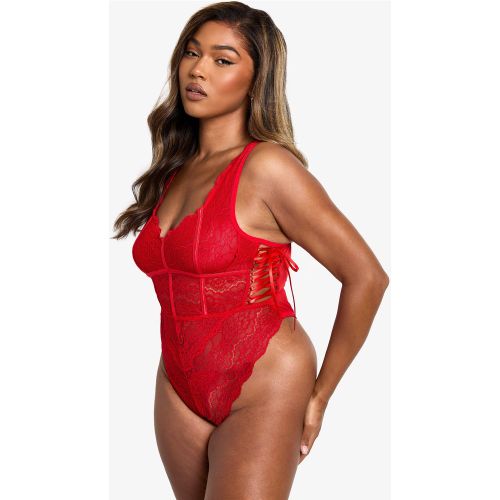 Grande Taille - Body À Lacets En Dentelle - 44 - boohoo - Modalova