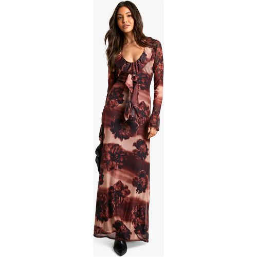 Robe Longue Fleurie À Volants - 40 - boohoo - Modalova