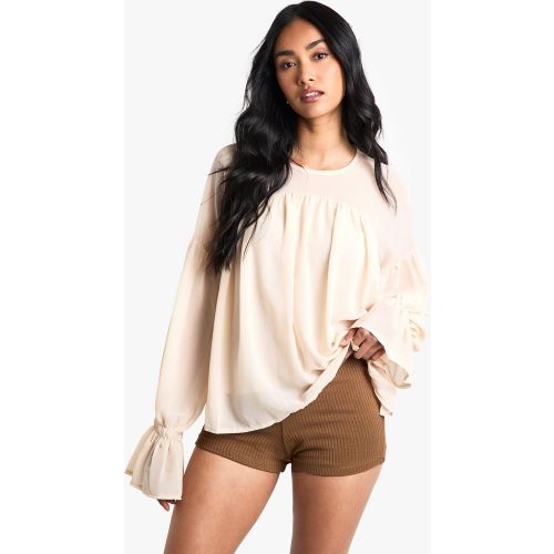 Blouse En Mousseline De Soie À Manches Longues - 34 - boohoo - Modalova