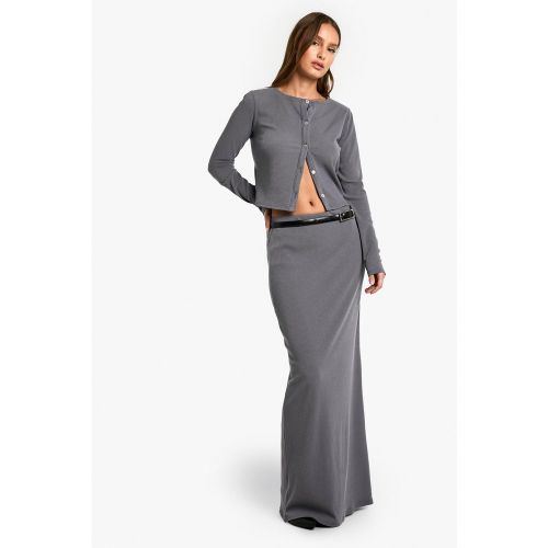 Ensemble En Maille Côtelée Douce Avec Top Boutonné Et Jupe Longue - 34 - boohoo - Modalova