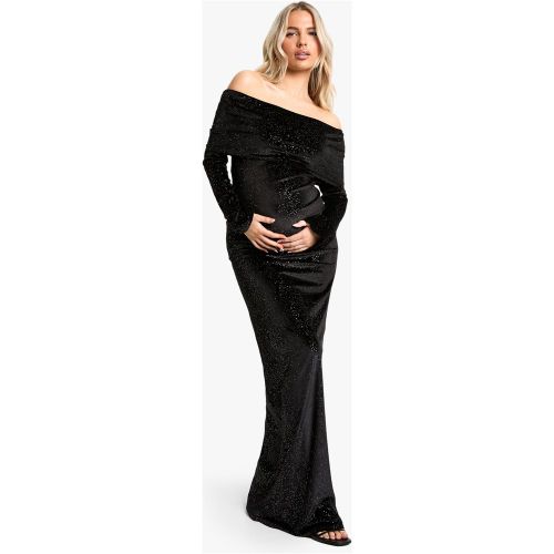 Maternité - Robe De Grossesse Longue Pailletée En Velours - 36 - boohoo - Modalova