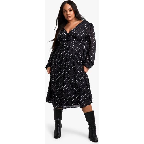 Grande Taille - Robe Mi-Longue À Pois - 44 - boohoo - Modalova