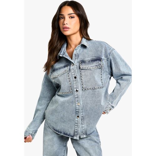 Petite" - Chemise Oversize En Jean - 34 - boohoo - Modalova