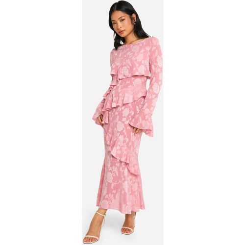 Petite" - Robe Mi-Longue Fleurie À Volants - 34 - boohoo - Modalova