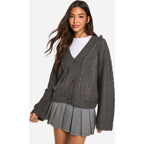 Cardigan À Col V En Maille Torsadée - S - boohoo - Modalova