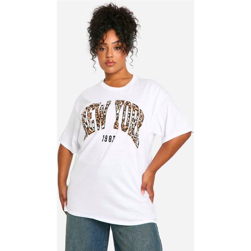 Grande Taille - T-Shirt Oversize À Imprimé Léopard Et Slogan New York - 44 - boohoo - Modalova