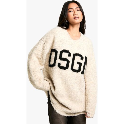 Pull Oversize En Maille À Slogan Dsgn - S - boohoo - Modalova