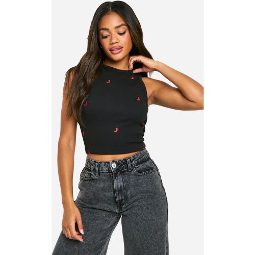 Débardeur Côtelé À Broderie Chili - 34 - boohoo - Modalova