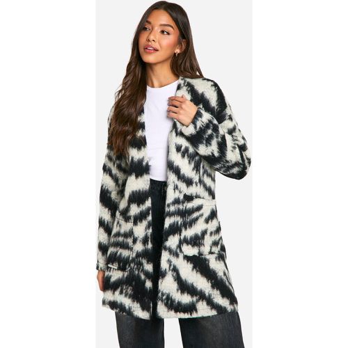 Manteau Effet Laine Imprimé Zèbre - 38 - boohoo - Modalova