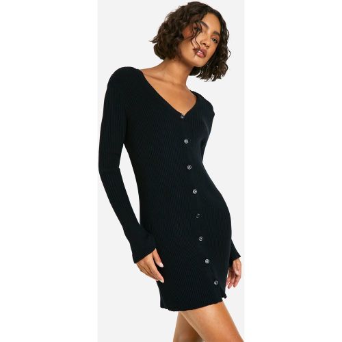 Tall" - Robe Courte Boutonnée En Maille Côtelée - 38 - boohoo - Modalova