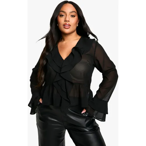 Grande Taille - Blouse À Volants - 44 - boohoo - Modalova