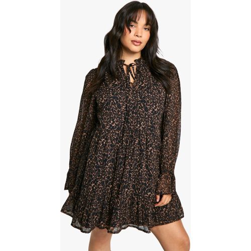 Grande Taille - Robe Babydoll À Imprimé Animal - 44 - boohoo - Modalova