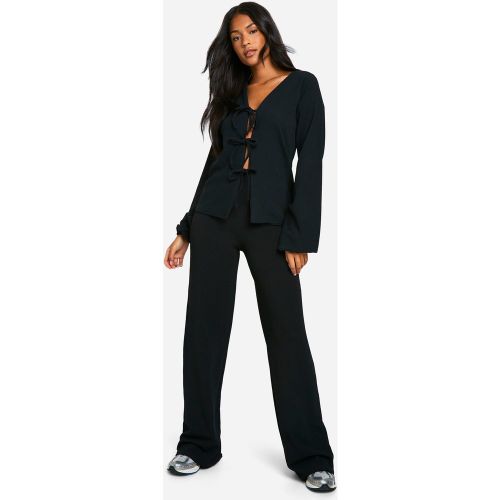 Tall" - Ensemble Texturé Avec Blouse Nouée Et Pantalon - 36 - boohoo - Modalova