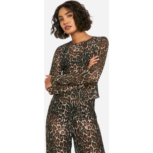 Tall" - Crop Top À Dentelle Froncée Et Imprimé Léopard - 36 - boohoo - Modalova