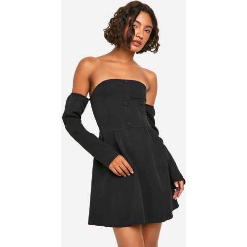 Tall" - Robe Courte Trapèze À Col Bateau Et Manches Longues - 36 - boohoo - Modalova