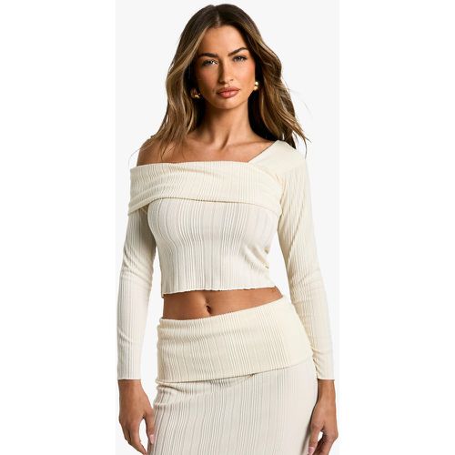 Top À Col Asymétrique En Maille Brossée - 40 - boohoo - Modalova