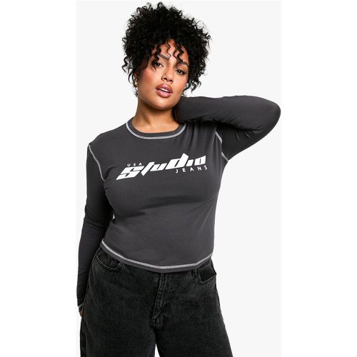 Grande Taille - T-Shirt À Manches Longues Contrastantes - 46 - boohoo - Modalova