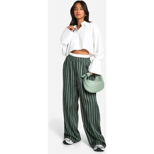 Petite" - Pantalon Large À Rayures Et Taille Contrastante - 36 - boohoo - Modalova